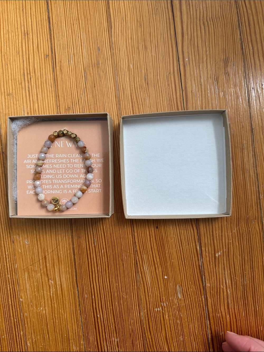 Lenny &  Eva Beaded Stretch Bracelet with Brushed Gold Accents